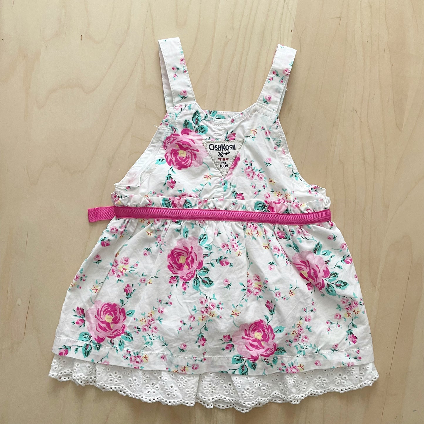OshKosh Rose Floral Eyelet Trim Skirtall - Yellow Clover Vintage Kids Clothes