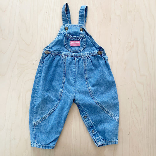 OshKosh Medium-Light Wash Bubble Overalls - Yellow Clover Vintage Kids Clothes