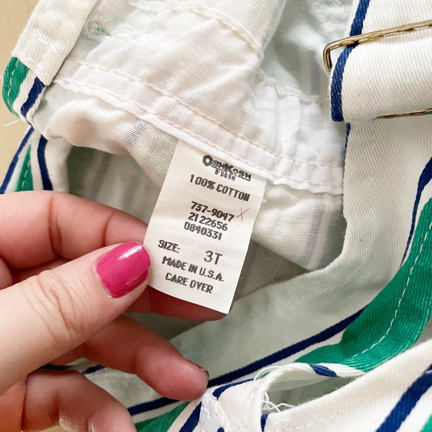 OshKosh Green Wide Stripe Shortalls