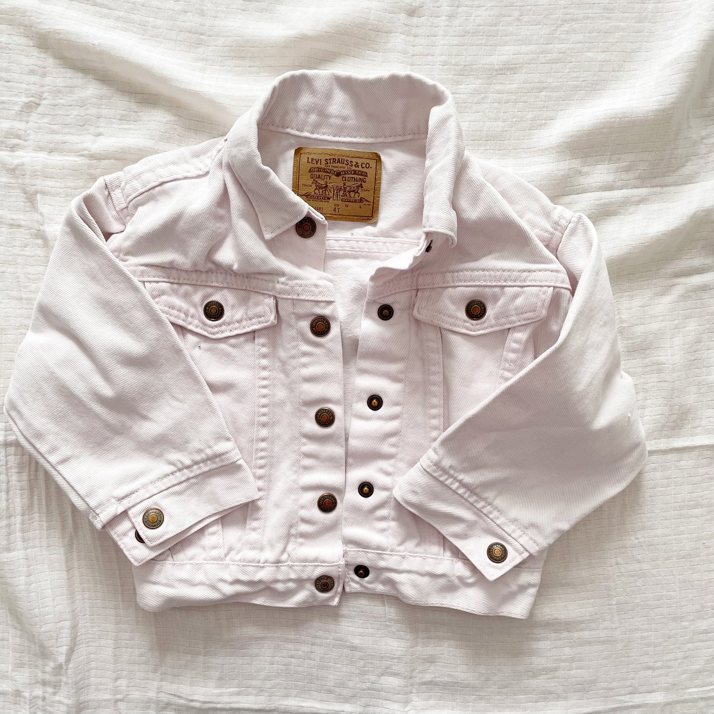 Levi’s Light Pink Denim Jacket • 4T - Yellow Clover Vintage Kids Clothes