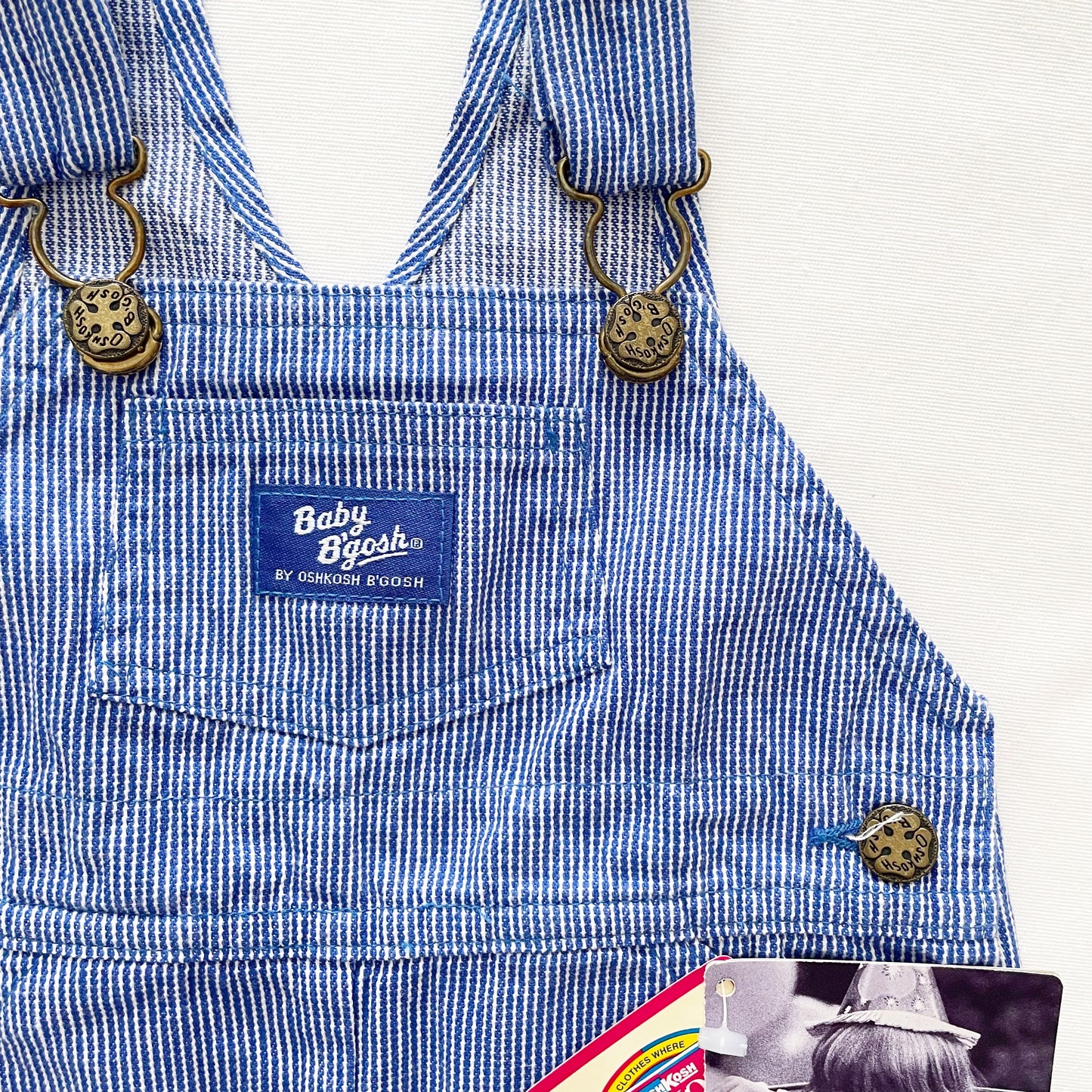 Baby B’gosh Blue Pinstripe Shortalls - Yellow Clover Vintage Kids Clothes