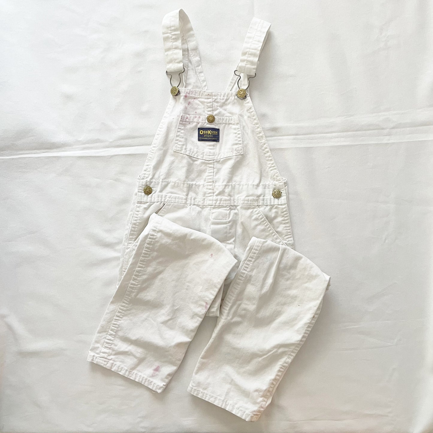 Vintage OshKosh Classic Cut White Overalls