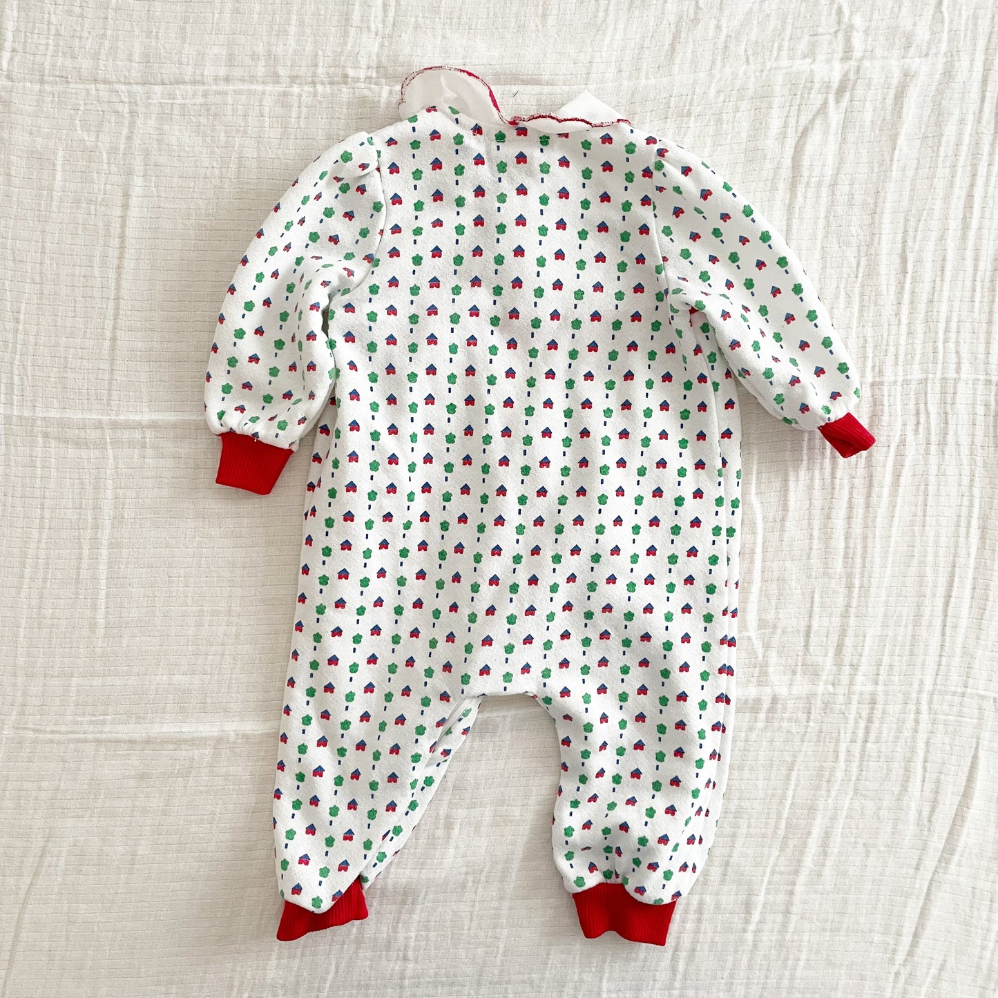OshKosh Houses Print Sweatshirt Romper - Yellow Clover Vintage Kids Clothes