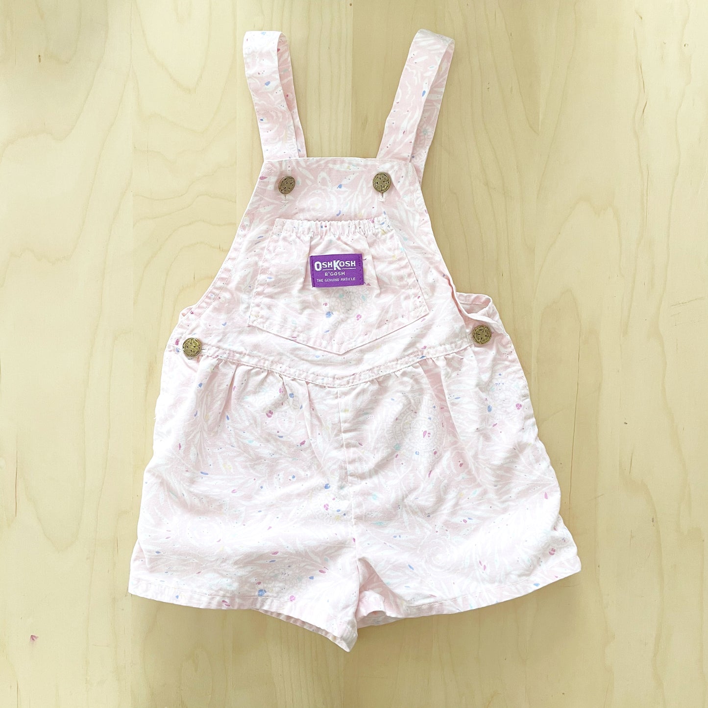 OshKosh Floral Medallion Print Sample Shortalls - Yellow Clover Vintage Kids Clothes