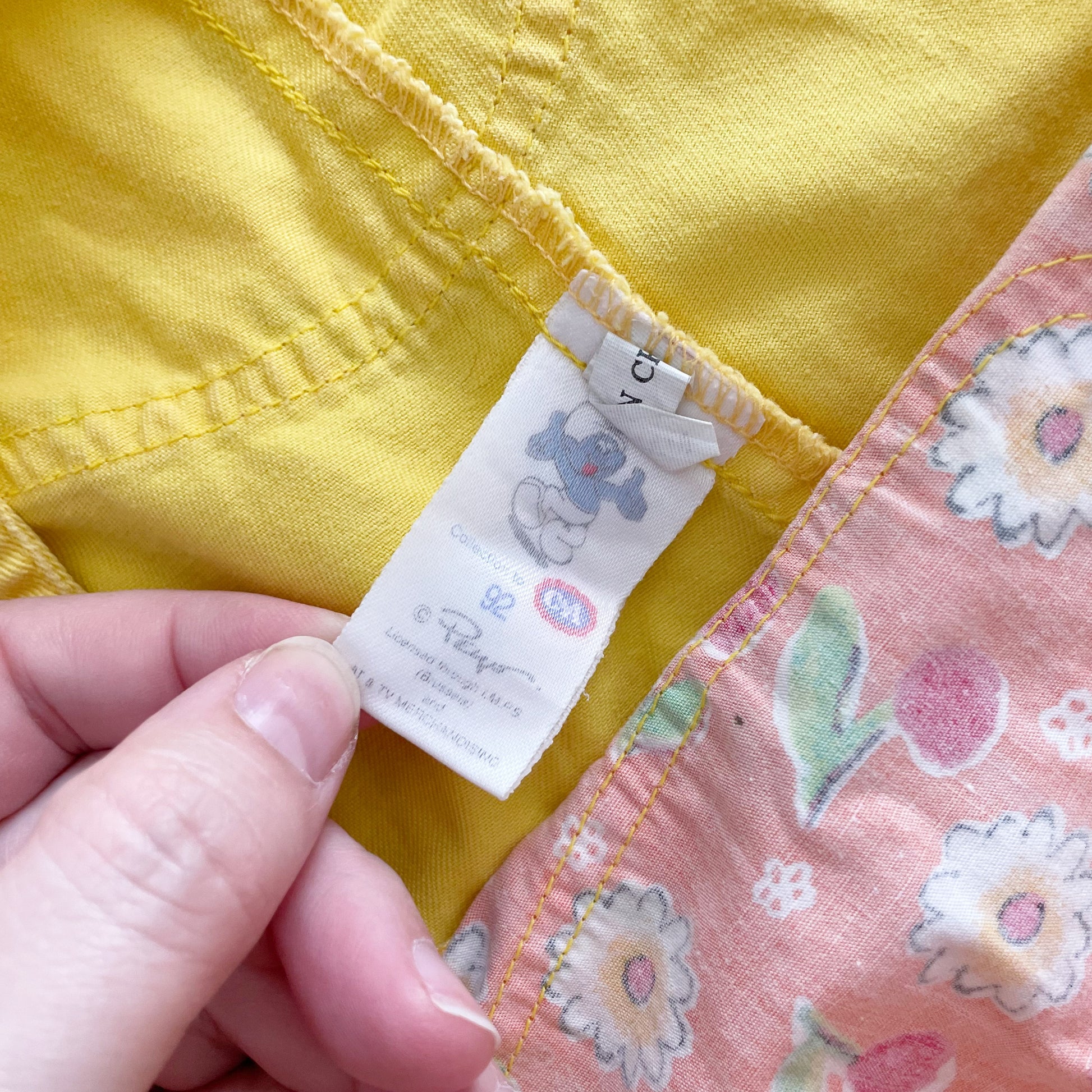 Smurfs Yellow Floral Shortalls - Yellow Clover Vintage Kids Clothes