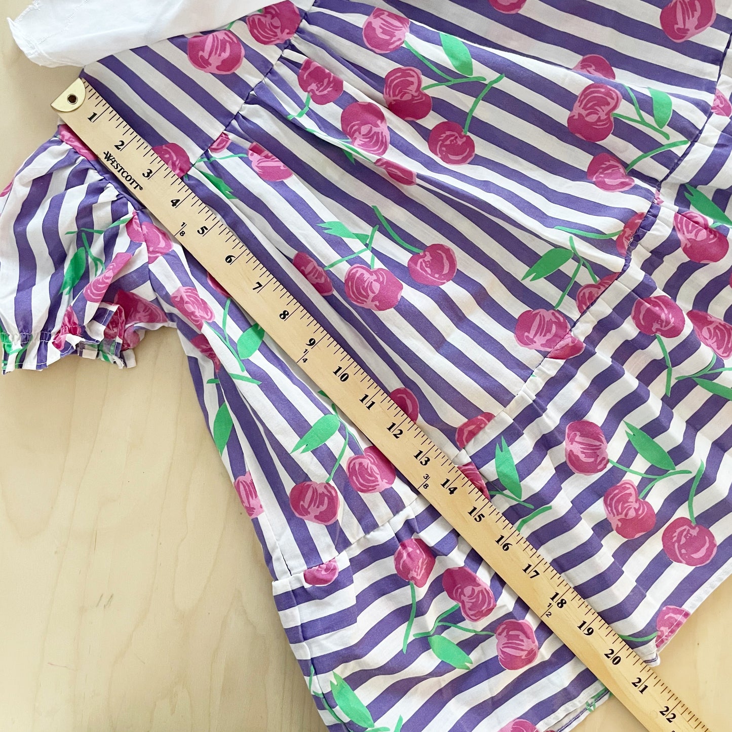 Vintage Striped Cherry Dress - Yellow Clover Vintage Kids Clothes