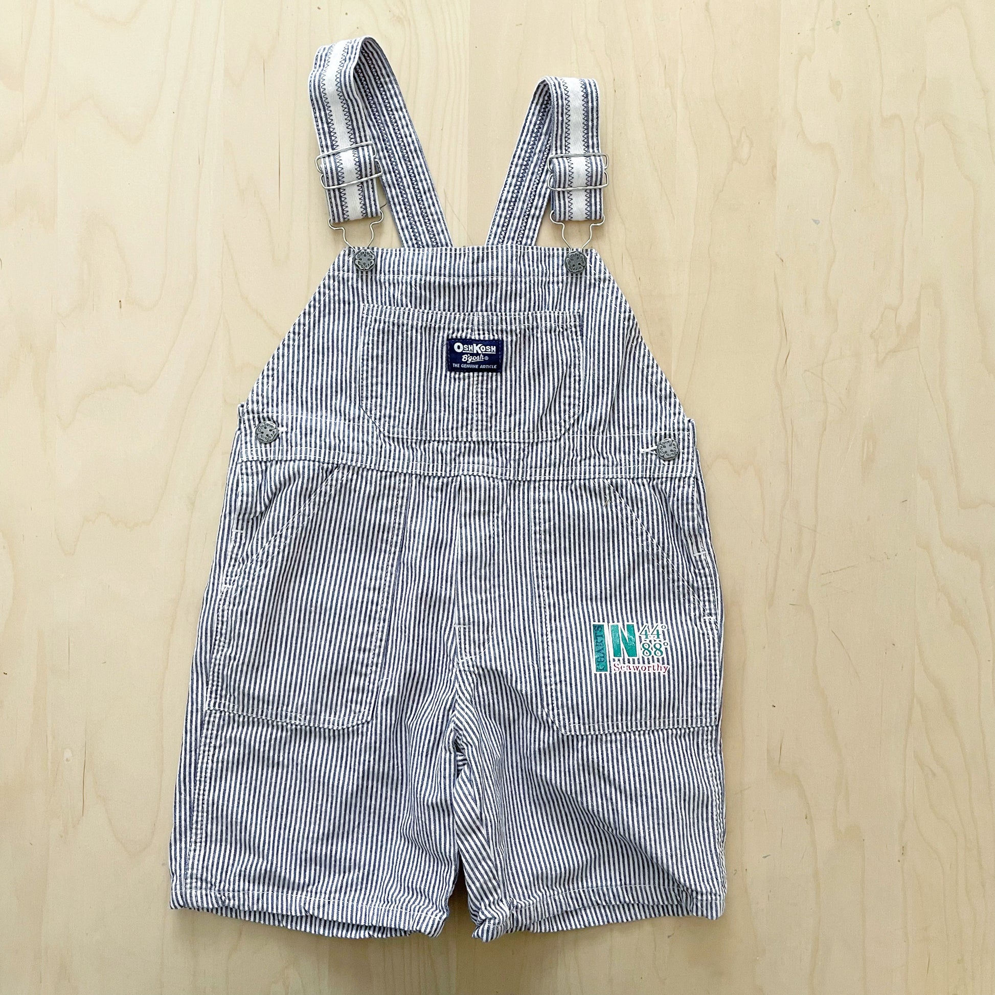 OshKosh Nautical Stripe Seaworthy Shortalls - Yellow Clover Vintage Kids Clothes