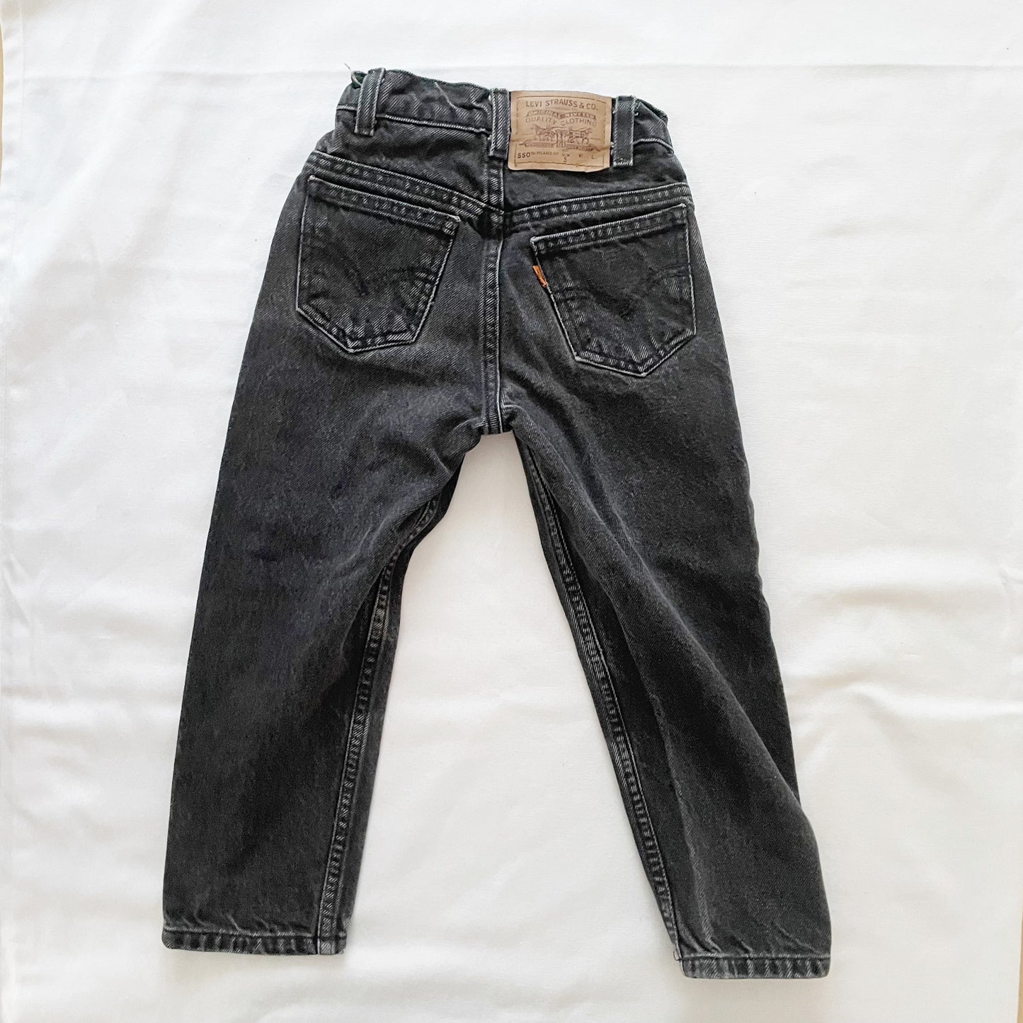 Levi’s 550 Relaxed Fit Orange Tab Black Jeans - Yellow Clover Vintage Kids Clothes