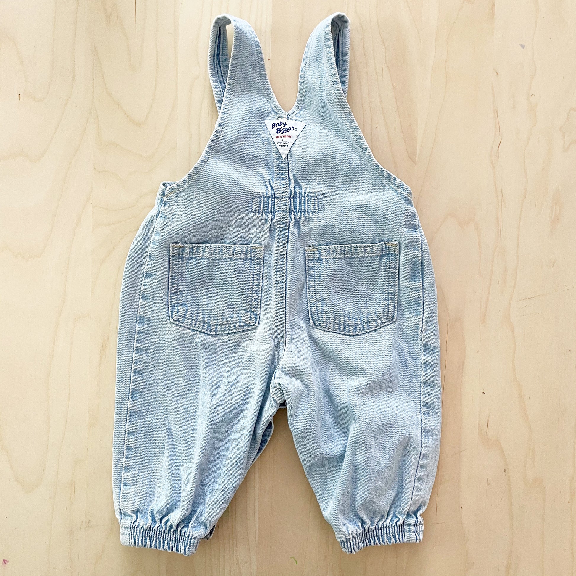 Baby B’gosh Light Wash Denim Bubble Overalls - Yellow Clover Vintage Kids Clothes