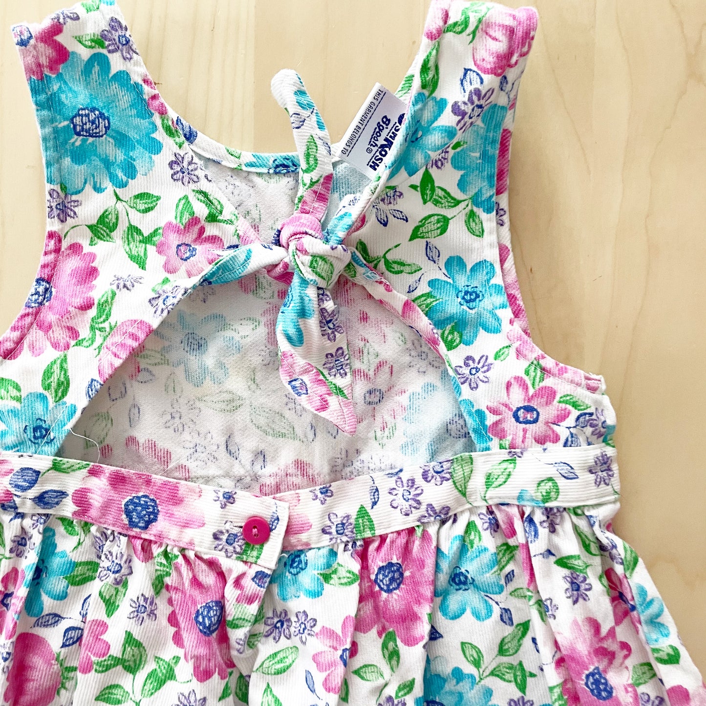 Vintage OshKosh Bright Floral Tie Back Dress - Yellow Clover Vintage Kids Clothes