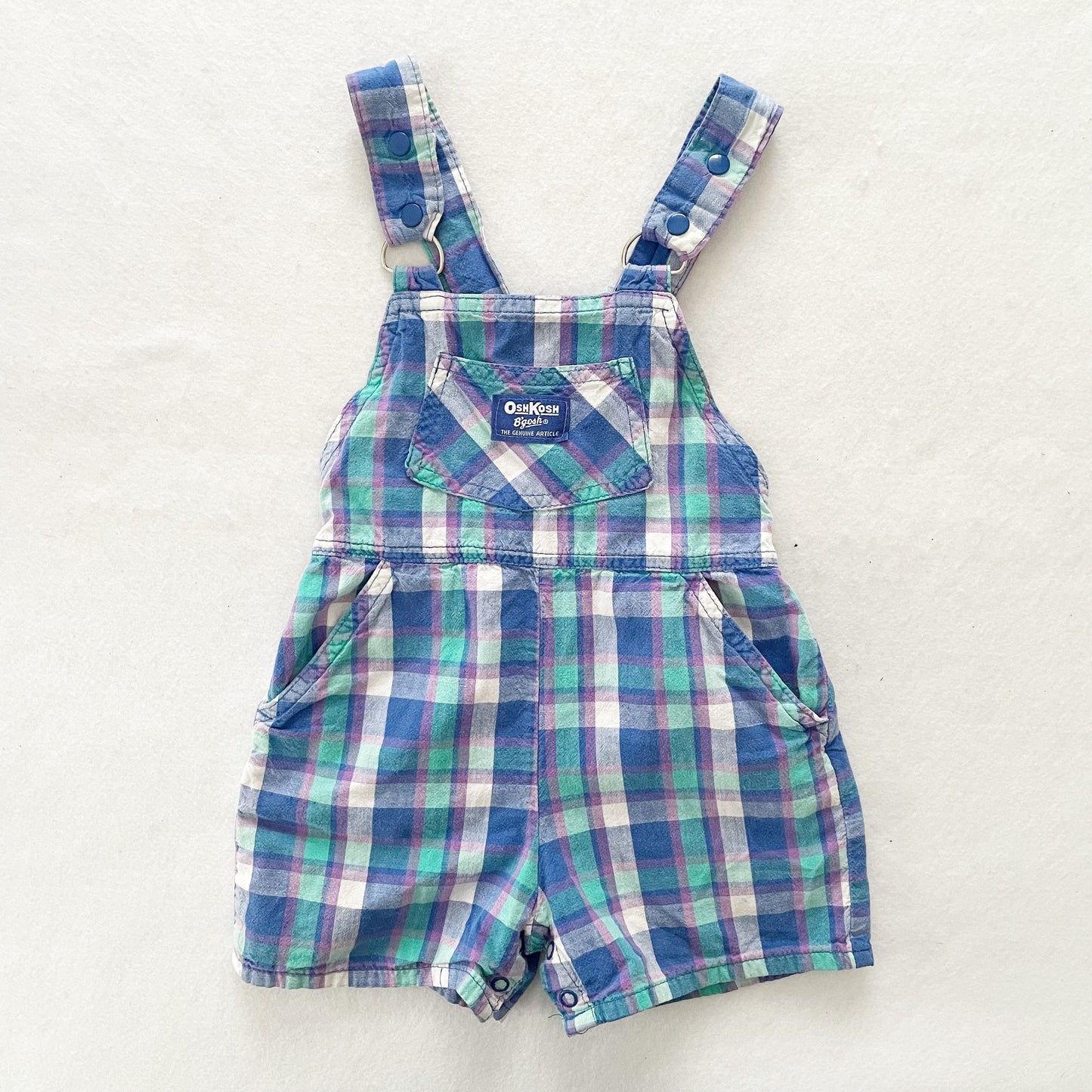 OshKosh Plaid Shortalls - Yellow Clover Vintage Kids Clothes