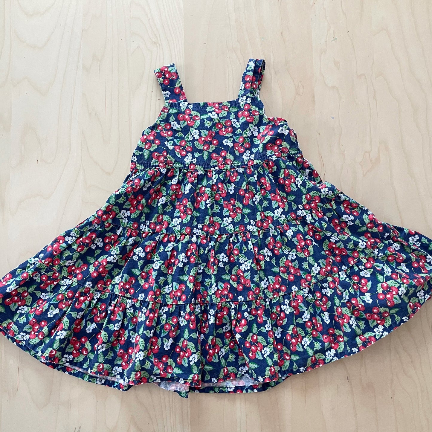 Vintage OshKosh Cherry Print Dress - Yellow Clover Vintage Kids Clothes