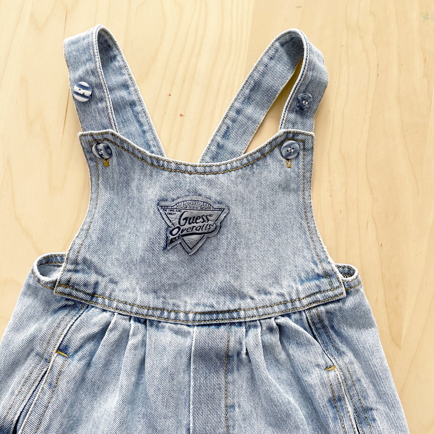 Vintage Guess Light Wash Button Overalls - Yellow Clover Vintage Kids Clothes