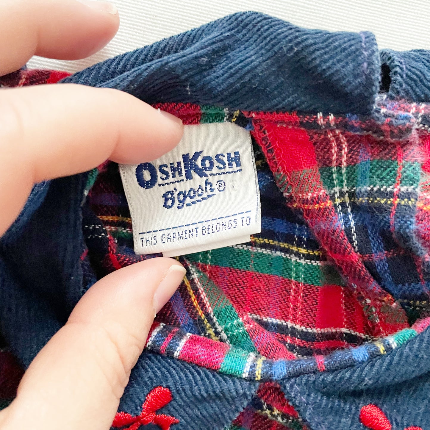 OshKosh Bow Collar Plaid Flannel Dress - Yellow Clover Vintage Kids Clothes