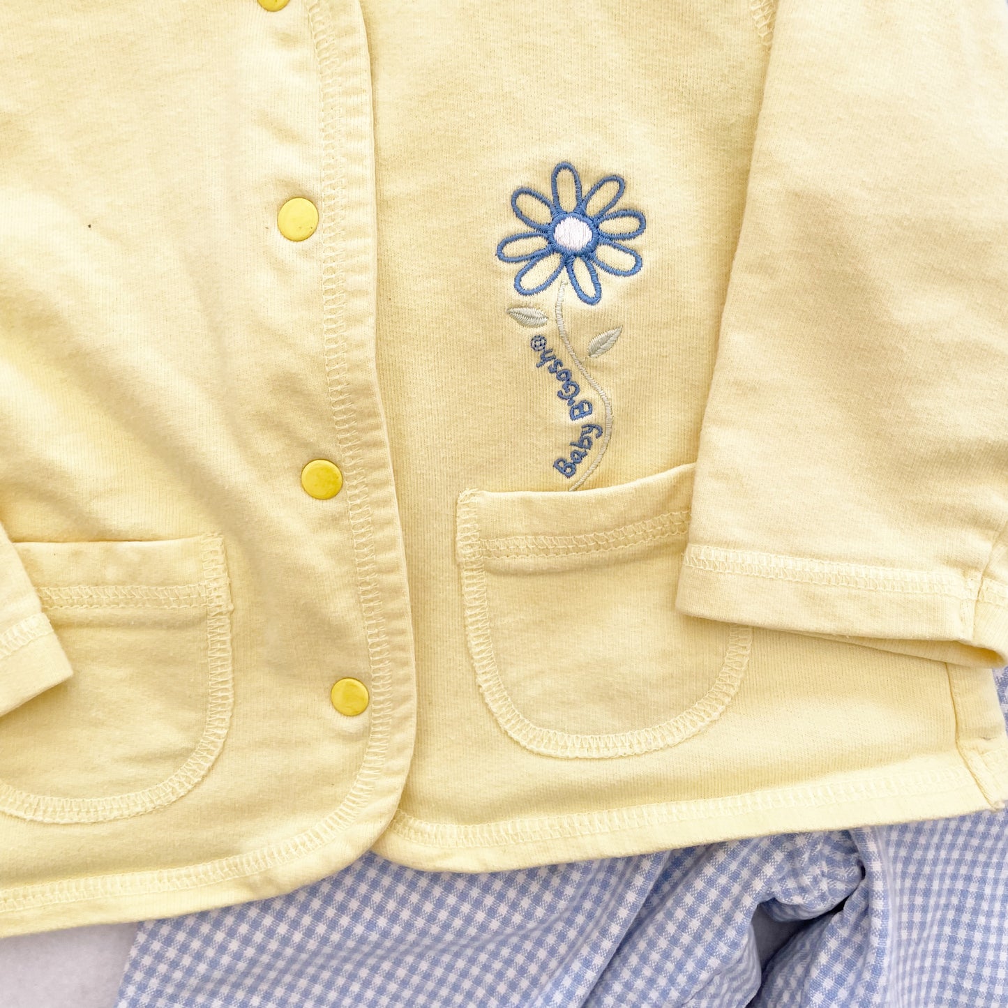 Baby B’gosh Gingham Romper Set - Yellow Clover Vintage Kids Clothes