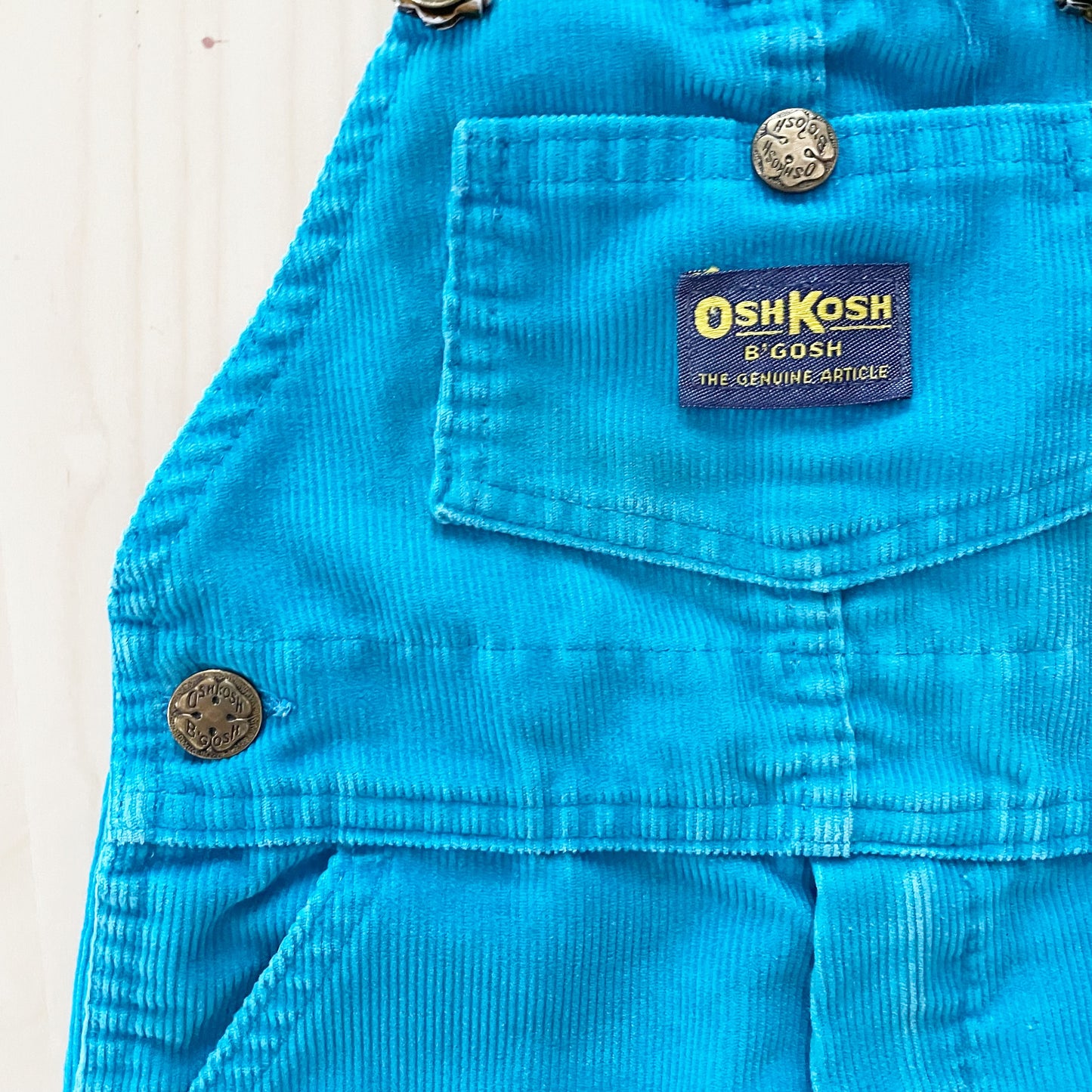 OshKosh Turquoise Cord Overalls - Yellow Clover Vintage Kids Clothes