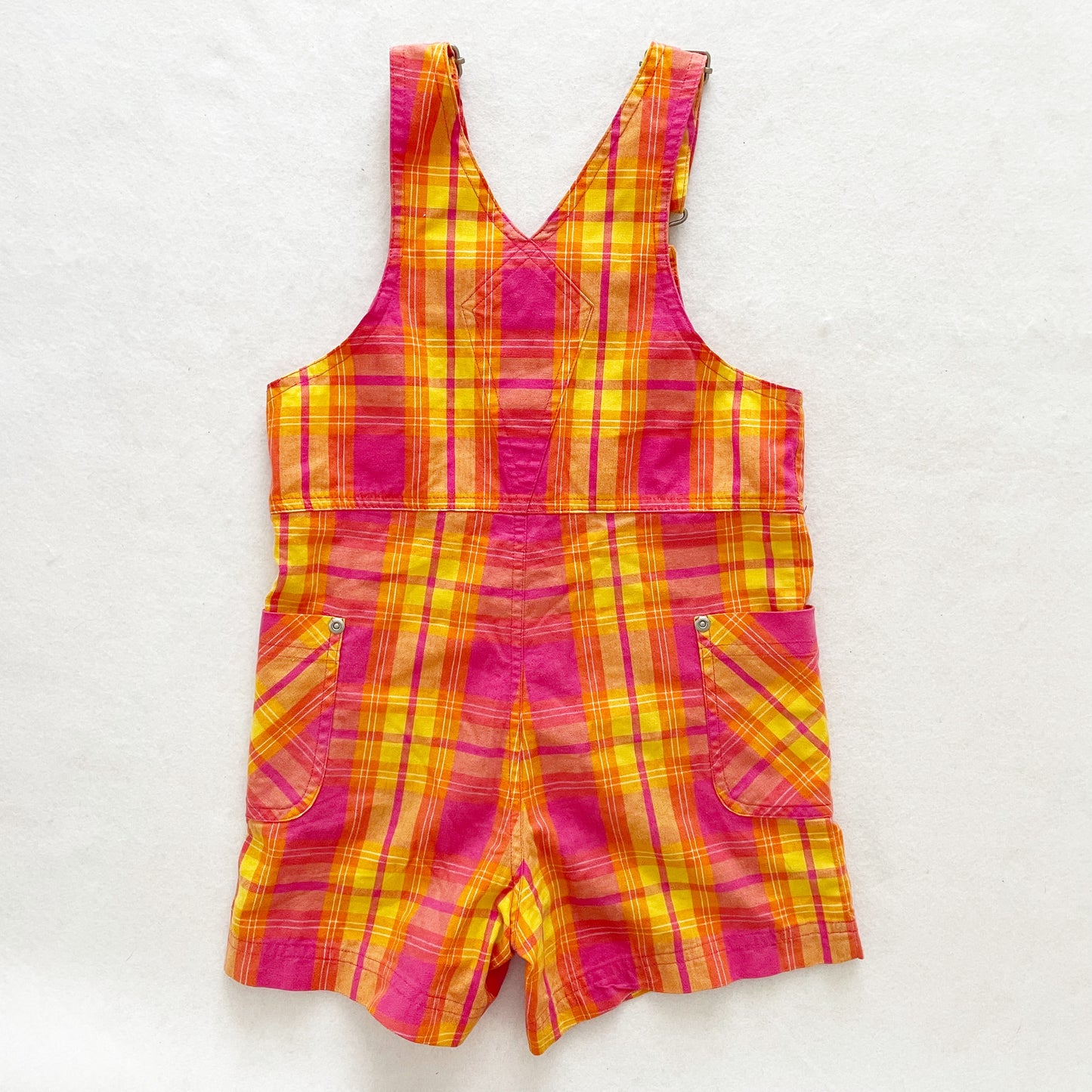 Hanna Andersson Plaid Shortalls - Yellow Clover Vintage Kids Clothes