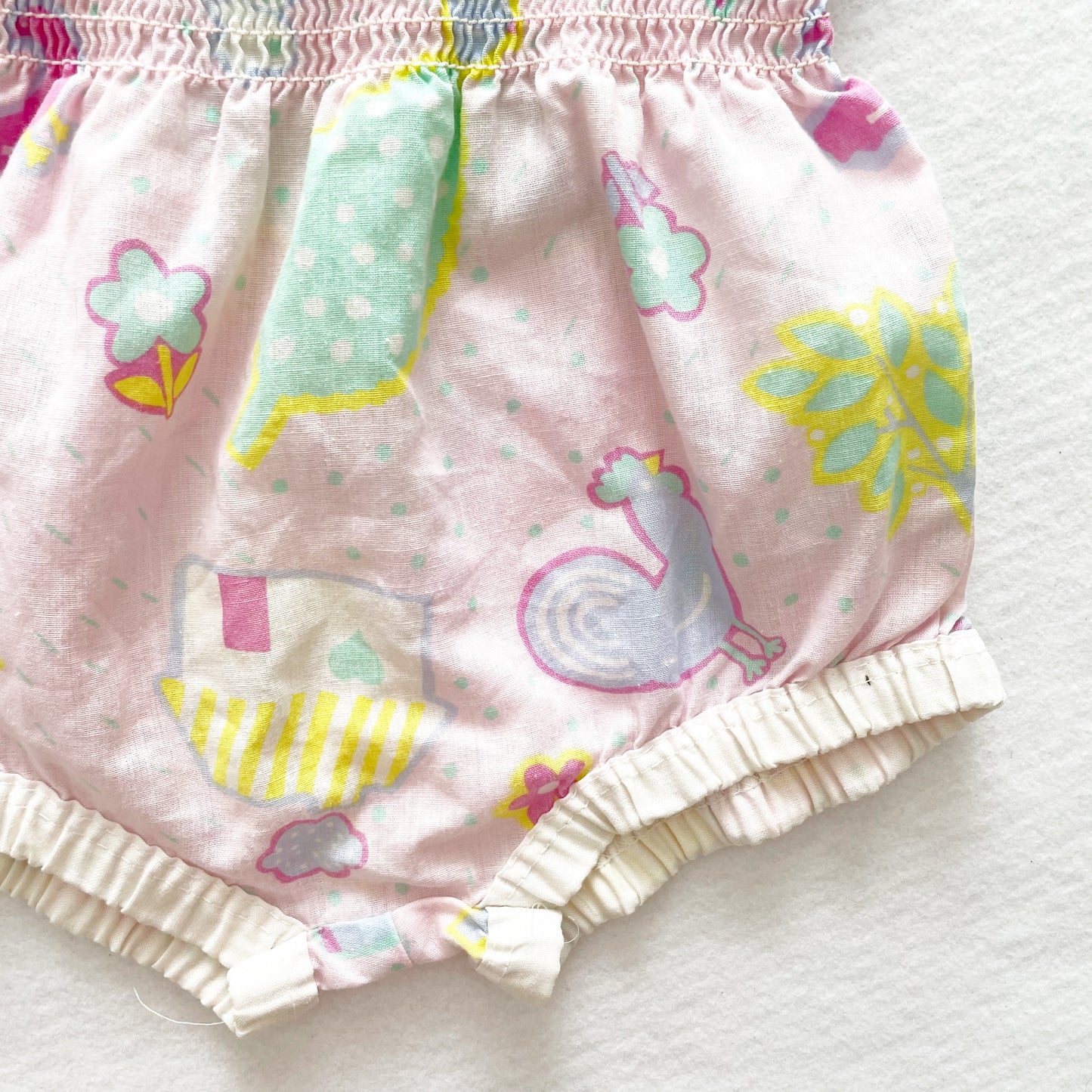 Pastel Print Sunsuit - Yellow Clover Vintage Kids Clothes