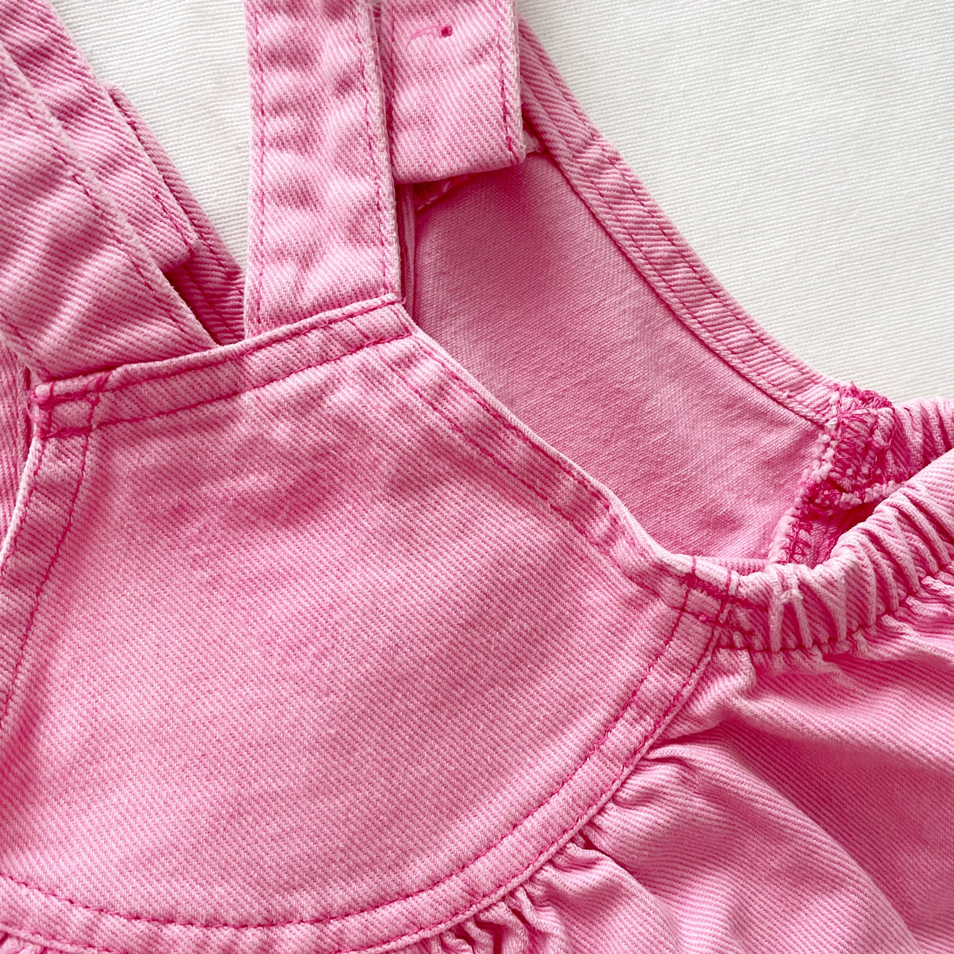 OshKosh Cross Front Bubble Gum Pink Overalls - Yellow Clover Vintage Kids Clothes