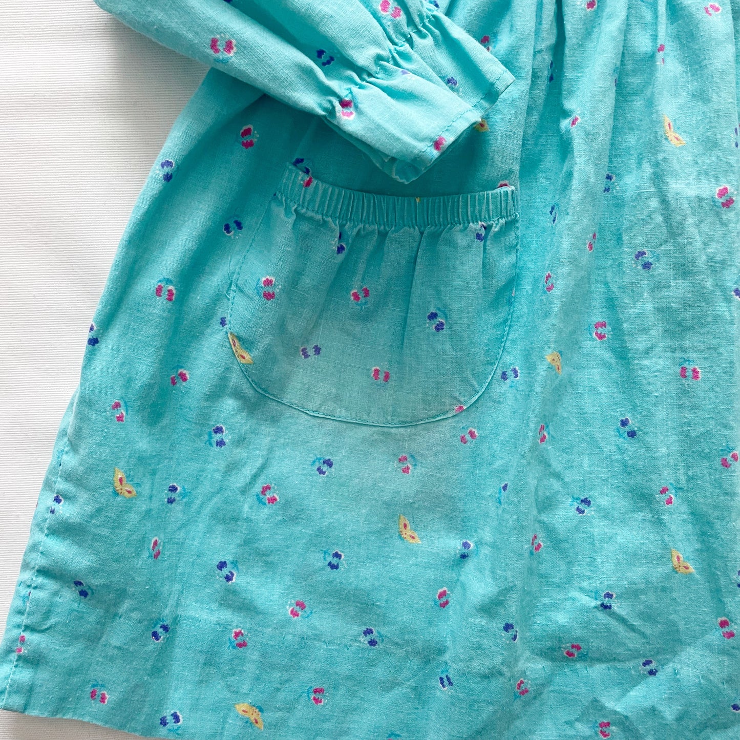 OshKosh Butterfly Print Collared Dress - Yellow Clover Vintage Kids Clothes