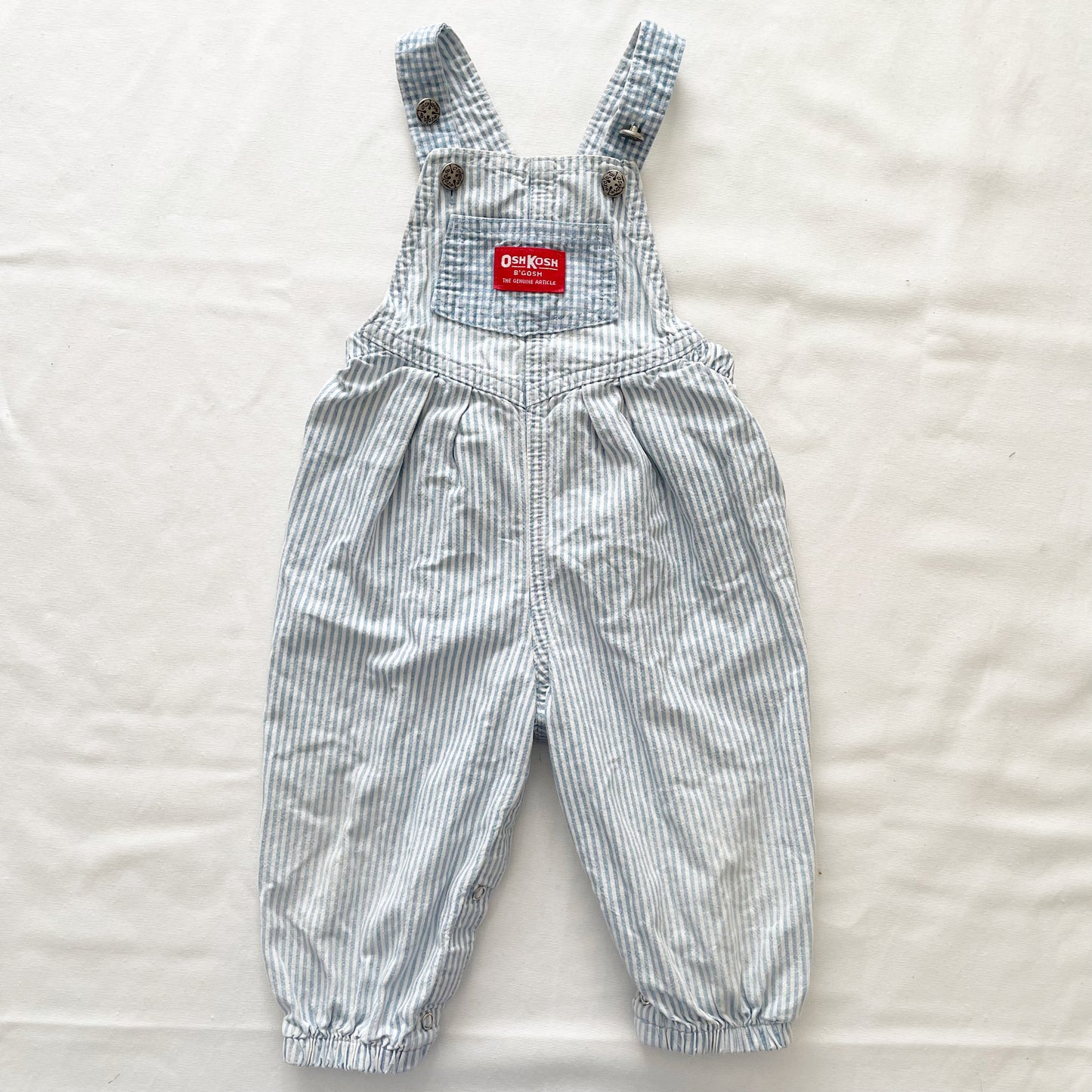 OshKosh Light Blue Striped Gingham Bubble Overalls