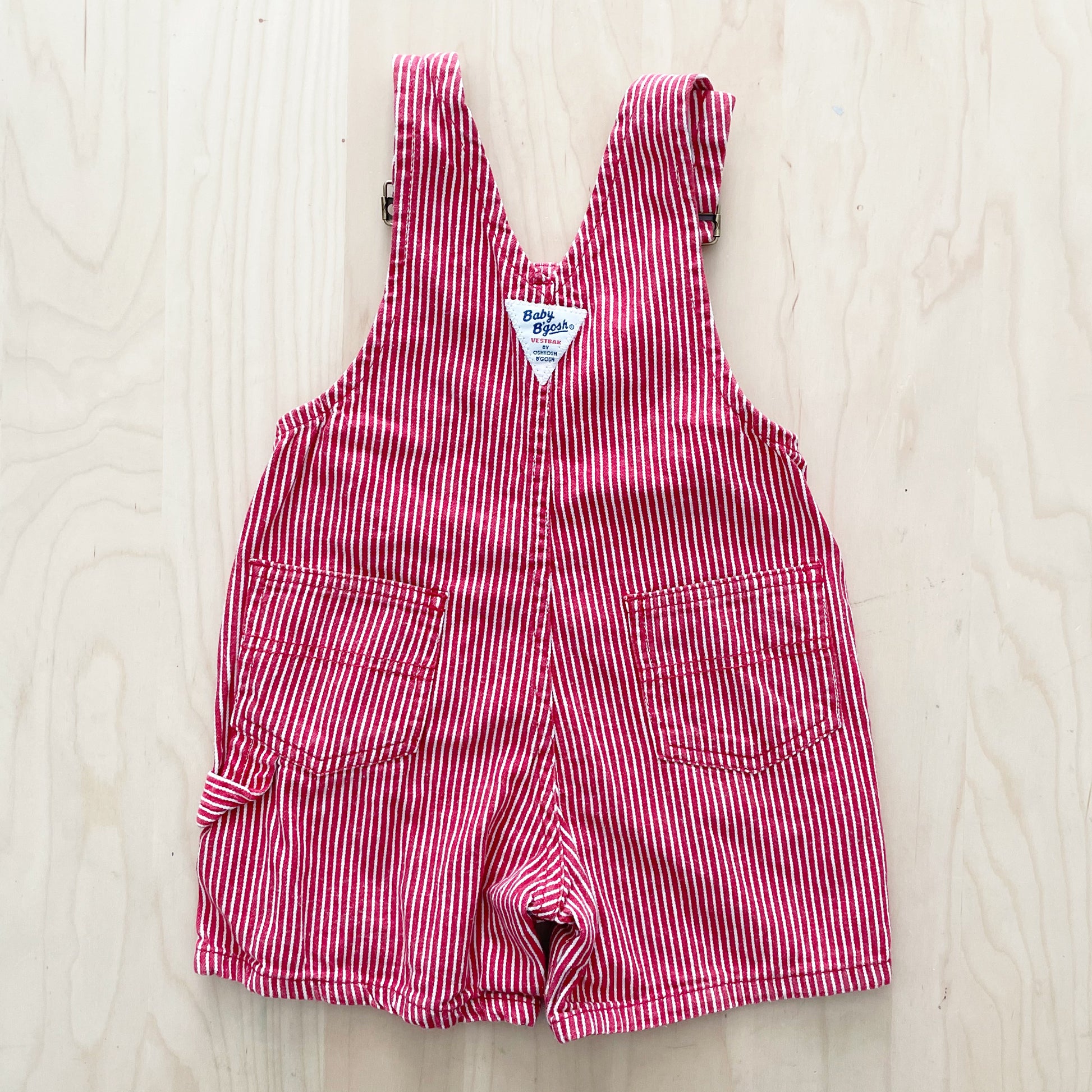 Baby B’gosh Red Hickory Stripe Shortalls - Yellow Clover Vintage Kids Clothes