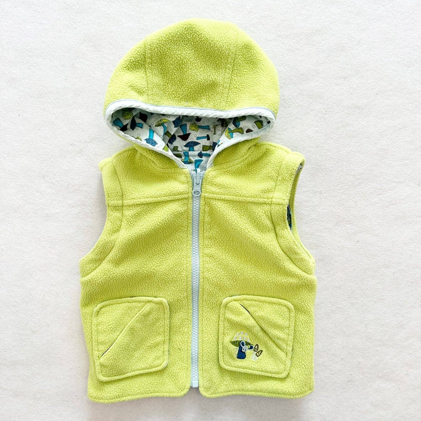 Vintage 2003 Gymboree Mushroom Print Fleece Reversible Vest: 18m