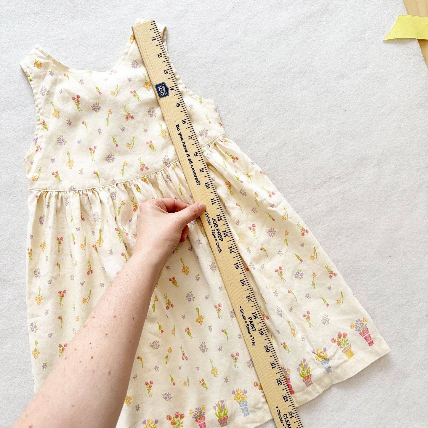 Gymboree Flower Pots Print Keyhole Back Dress - Yellow Clover Vintage Kids Clothes