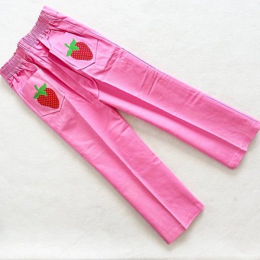 Vintage Deadstock Strawberry Appliqué Pants: 6y - Yellow Clover Vintage Kids Clothes