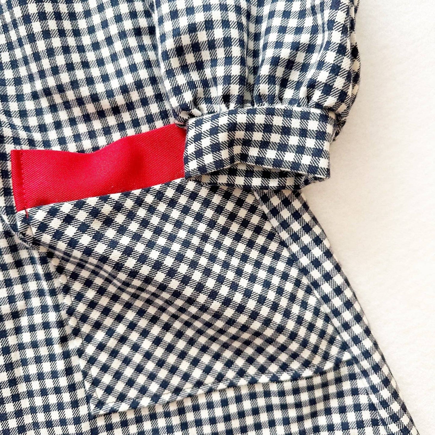 Gingham Red Accent Long Sleeve Dress - Yellow Clover Vintage Kids Clothes