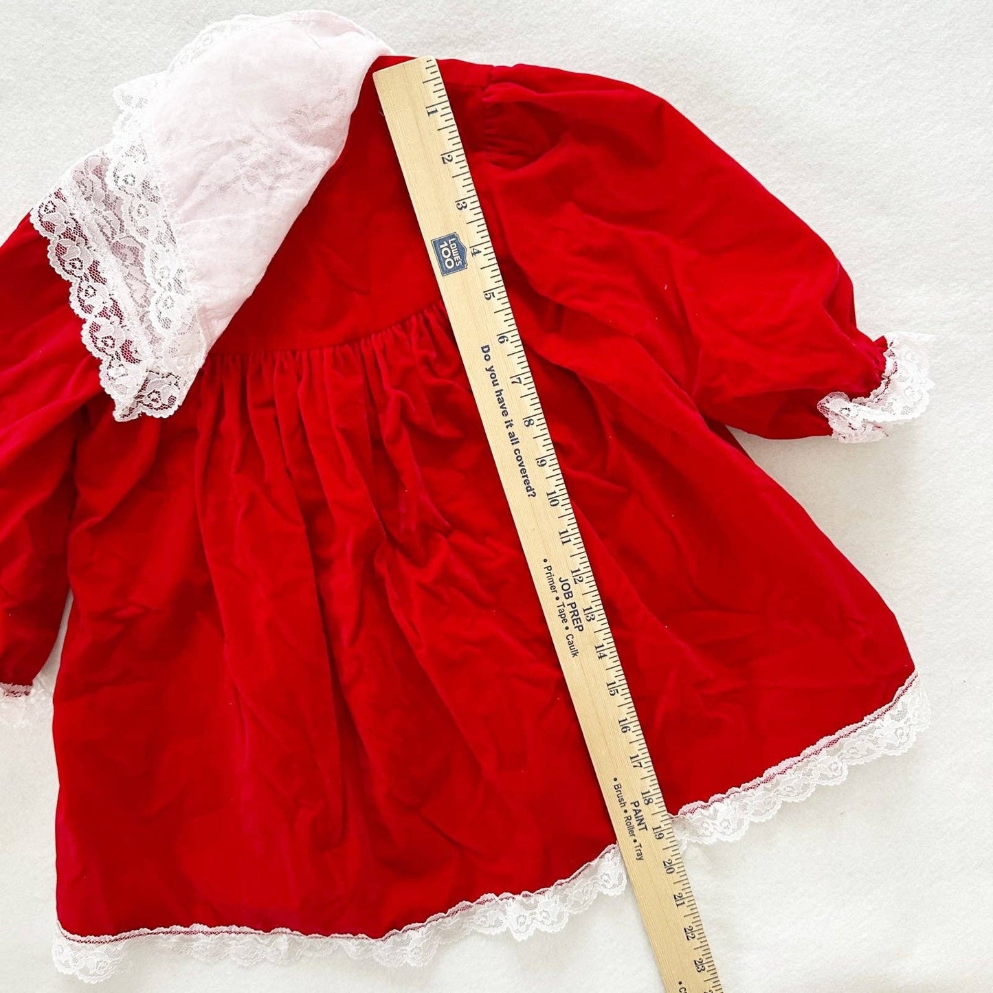 Jo Lene Red Velvet Lace Collar Dress - Yellow Clover Vintage Kids Clothes