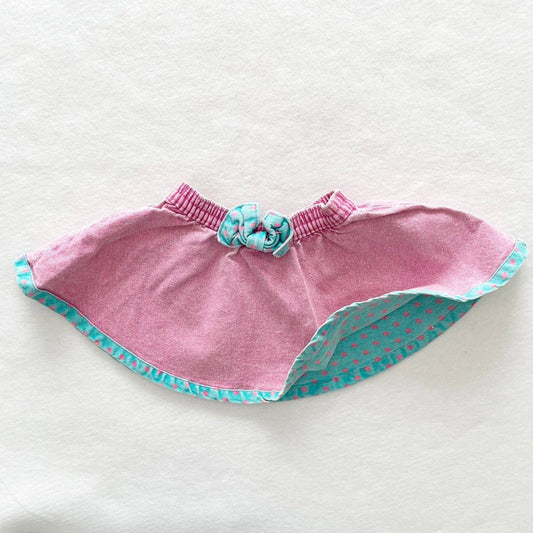 Vintage OshKosh Pink and Turquoise Polka Dot Bow Girls Skirt