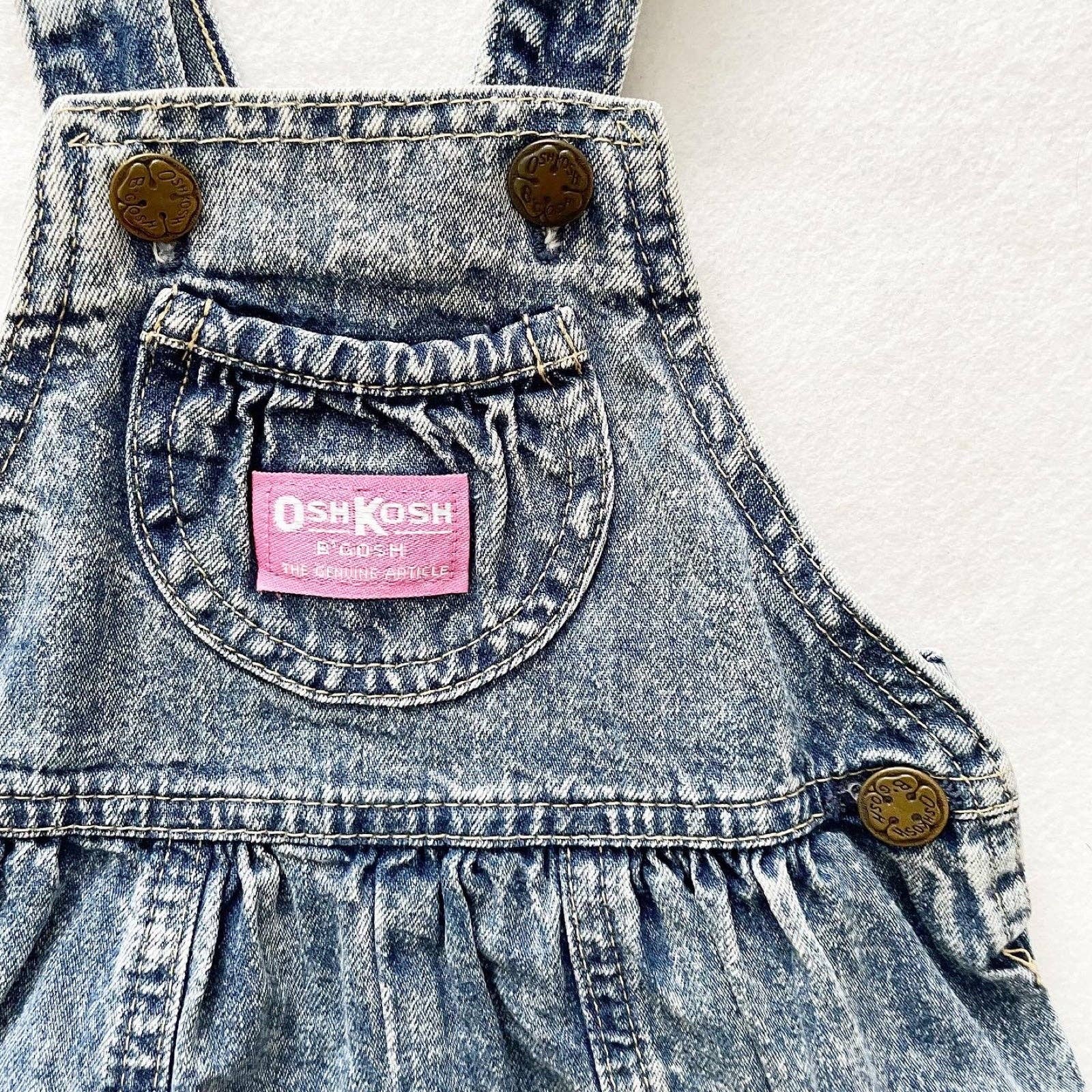 Vintage OshKosh Acid Wash Bubble Leg Overalls - Yellow Clover Vintage Kids Clothes