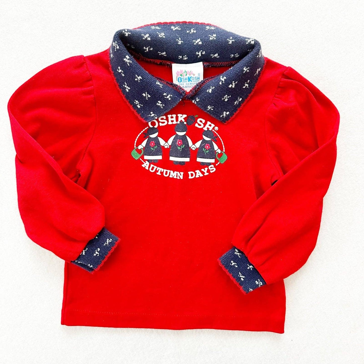OshKosh Autumn Days Girls Shirt - Yellow Clover Vintage Kids Clothes