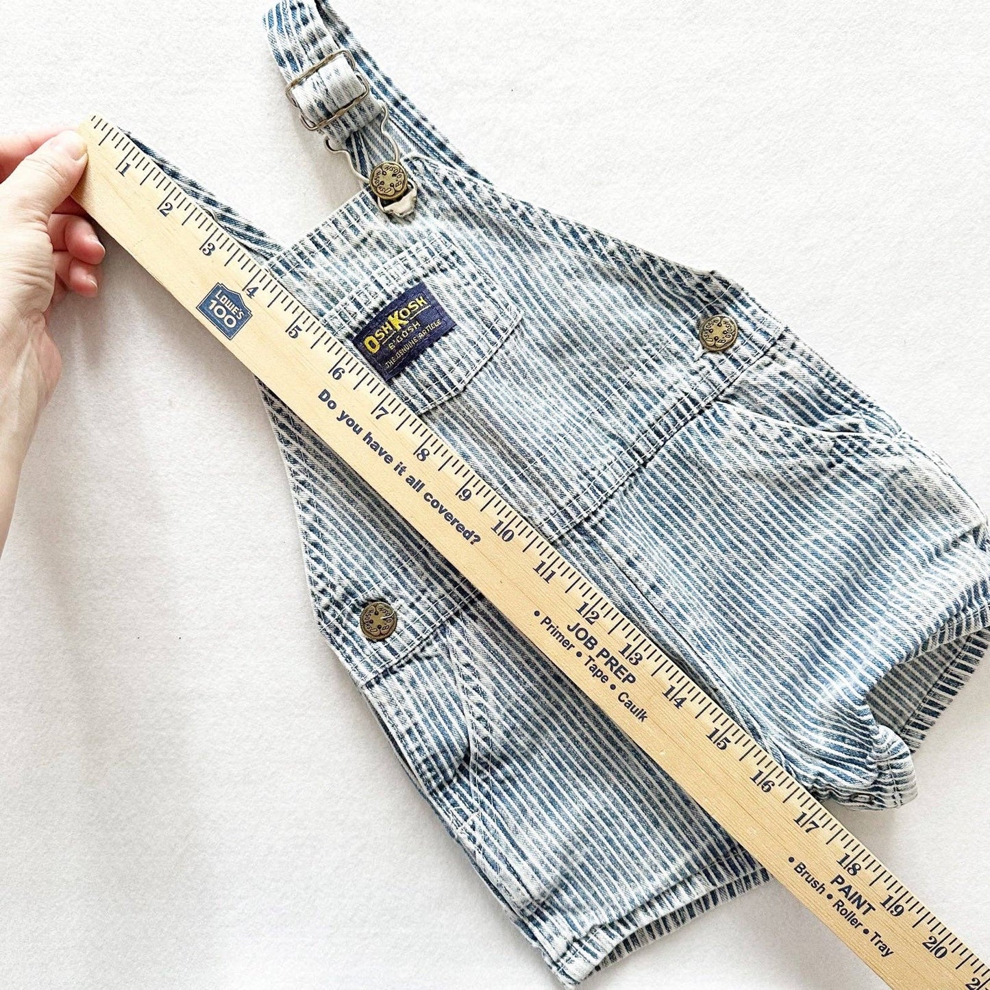 Vintage OshKosh Acid Wash Hickory Stripe Overalls - Yellow Clover Vintage Kids Clothes