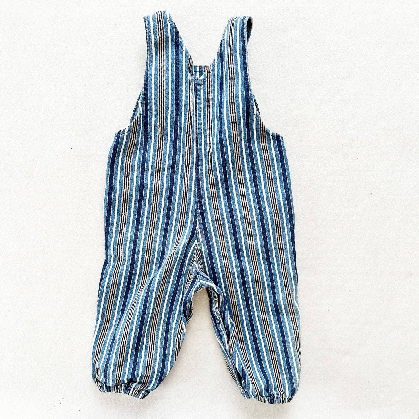 Liberty Vertical Striped Elastic Cuff Overalls - Yellow Clover Vintage Kids Clothes
