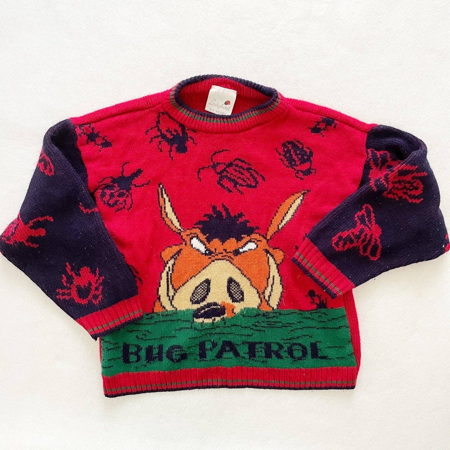 Vintage Disney The Lion King Pumba Sweater - Yellow Clover Vintage Kids Clothes