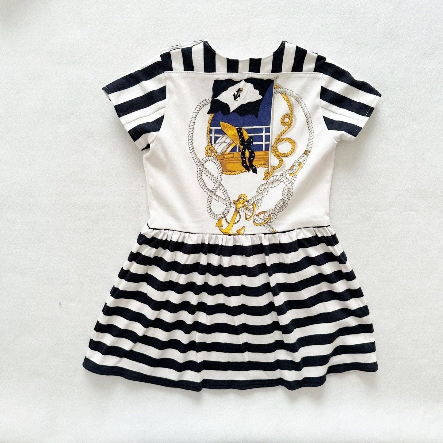Nautical Striped Jersey Dress - Yellow Clover Vintage Kids Clothes
