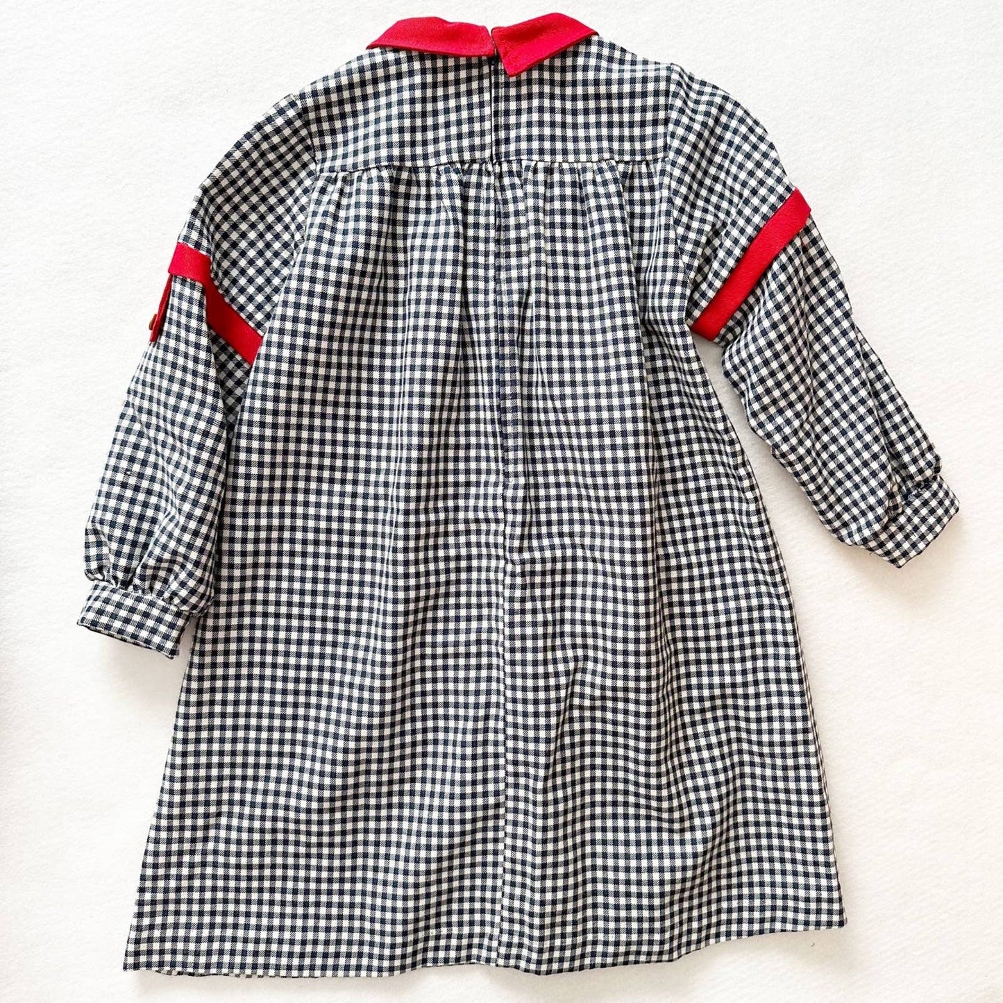 Gingham Red Accent Long Sleeve Dress - Yellow Clover Vintage Kids Clothes