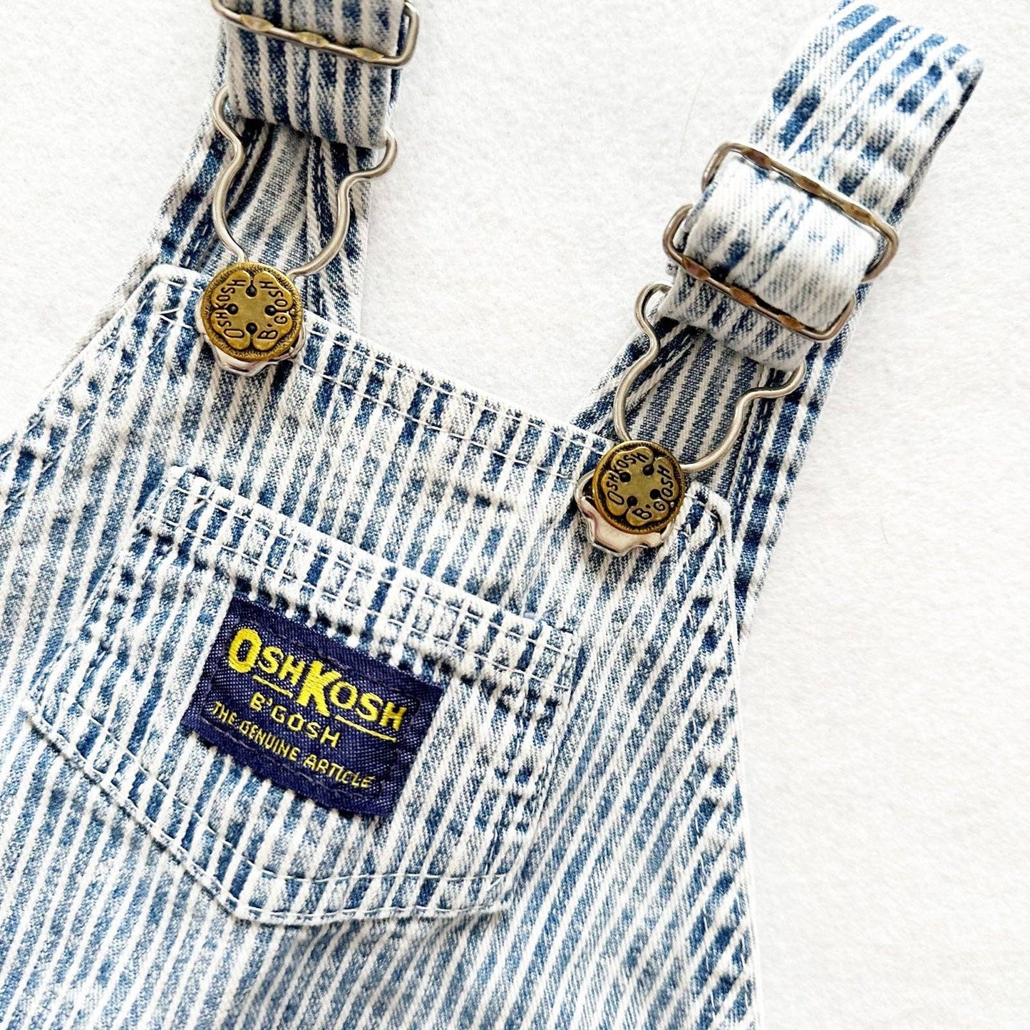 Vintage OshKosh Acid Wash Hickory Stripe Overalls - Yellow Clover Vintage Kids Clothes