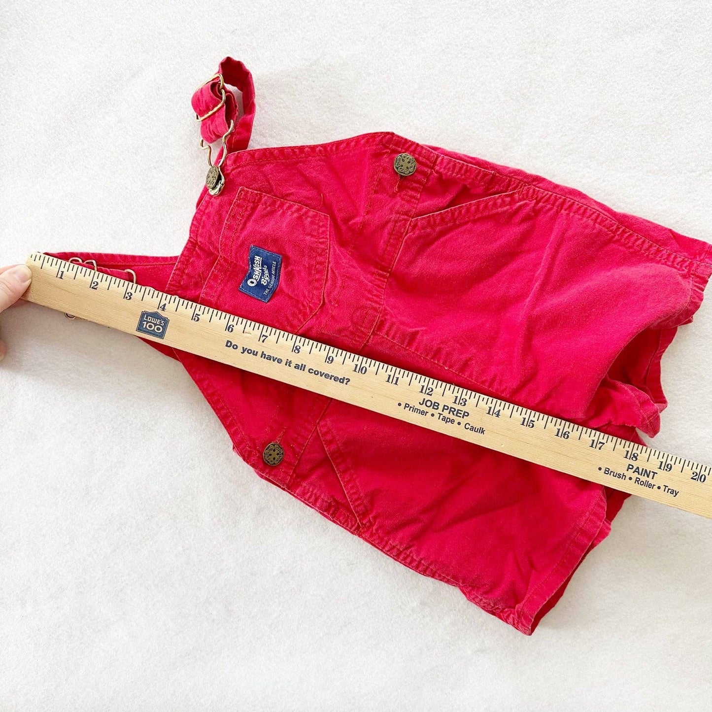 OshKosh Solid Red Shortall Overalls - Yellow Clover Vintage Kids Clothes