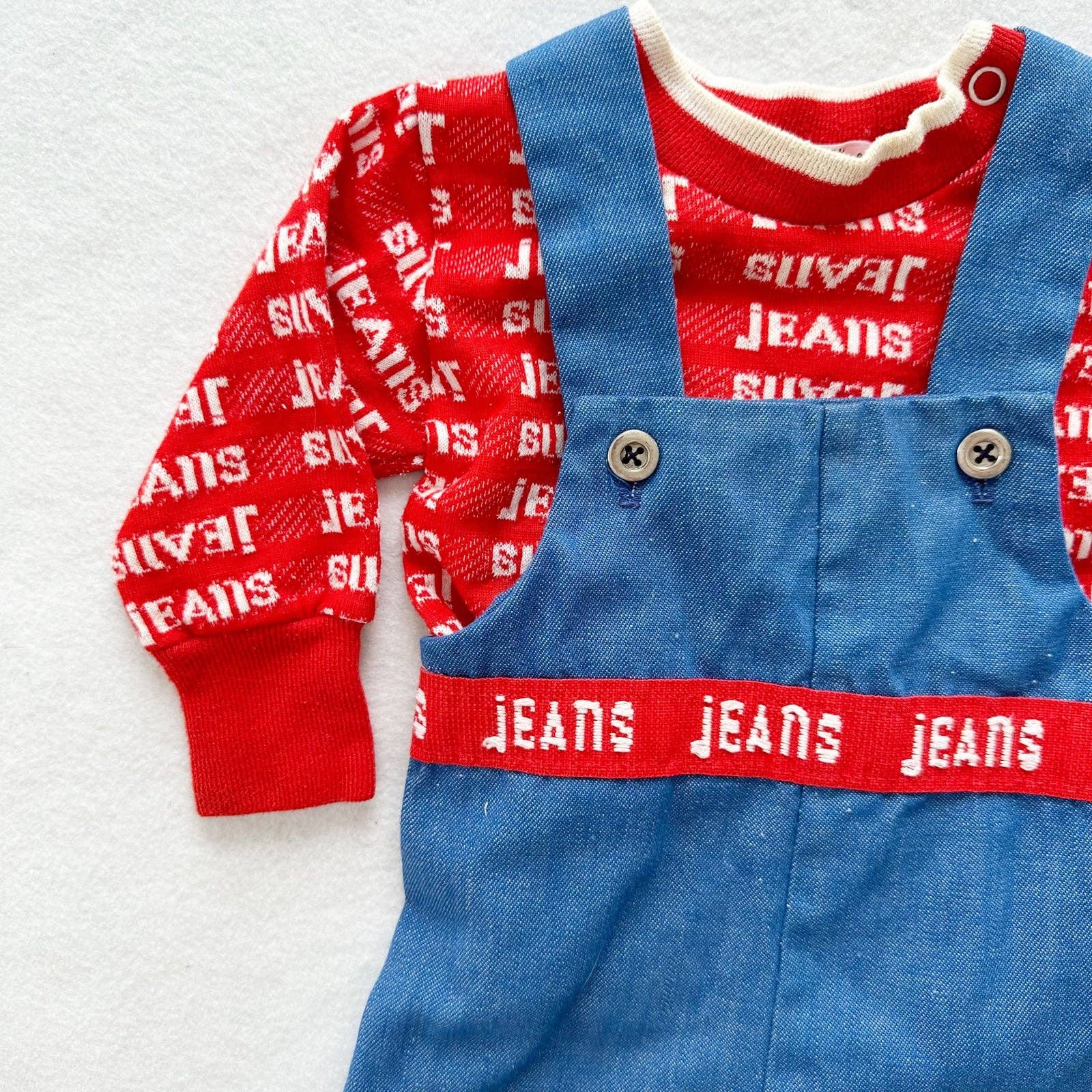 Healthtex Jeans Spell Out Top and Overalls - Yellow Clover Vintage Kids Clothes