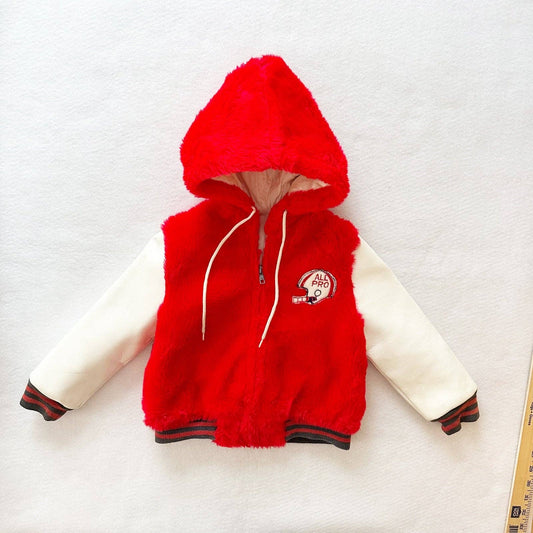 70s All Pro Football Fuzzy Jacket - Yellow Clover Vintage Kids Clothes