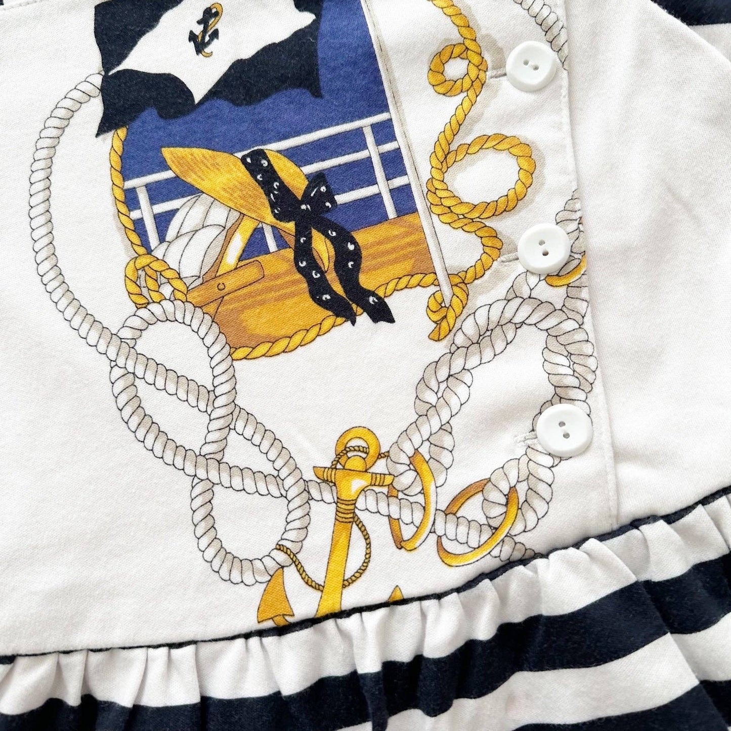 Nautical Striped Jersey Dress - Yellow Clover Vintage Kids Clothes