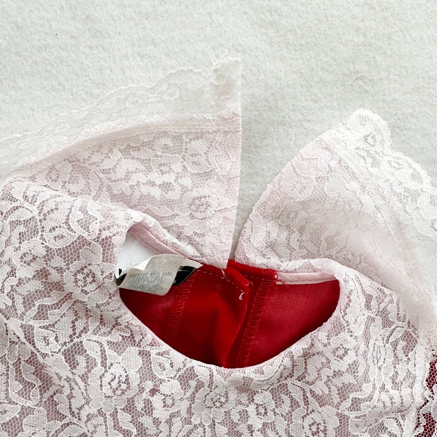 Jo Lene Red Velvet Lace Collar Dress - Yellow Clover Vintage Kids Clothes