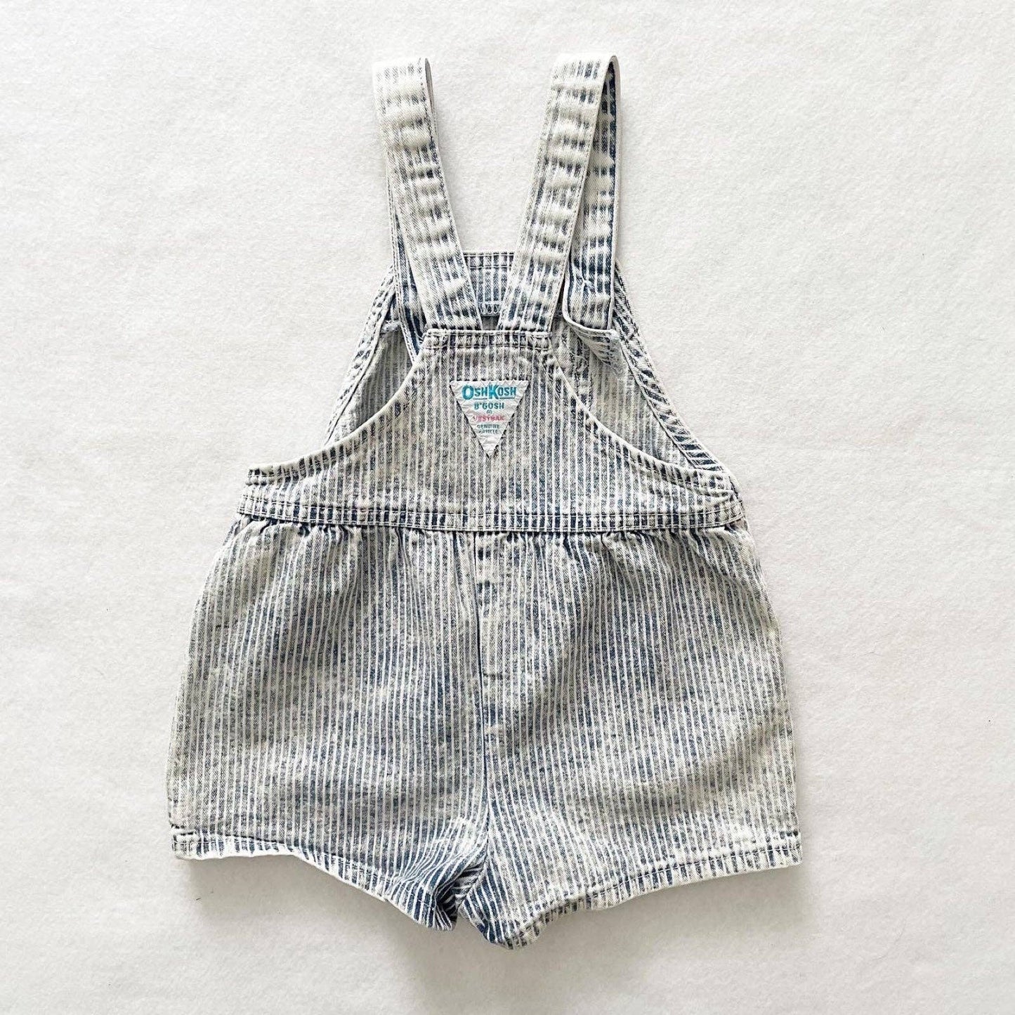 Vintage OshKosh Acid Wash Hickory Stripe Shortalls - Yellow Clover Vintage Kids Clothes