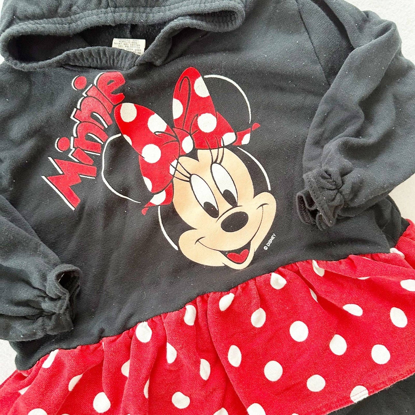 Vintage Minnie Mouse Skirted Hooded Sweatshirt Romper: 2T - Yellow Clover Vintage Kids Clothes