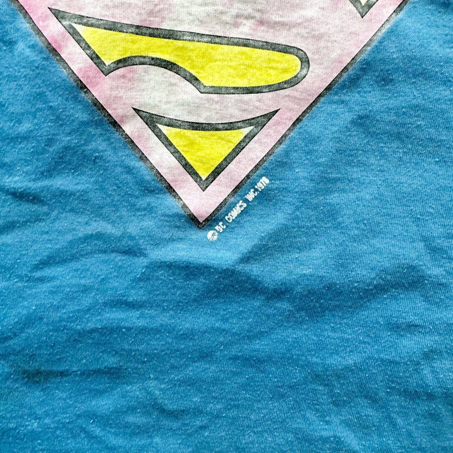 70s Superman Logo Shield Tee - Yellow Clover Vintage Kids Clothes