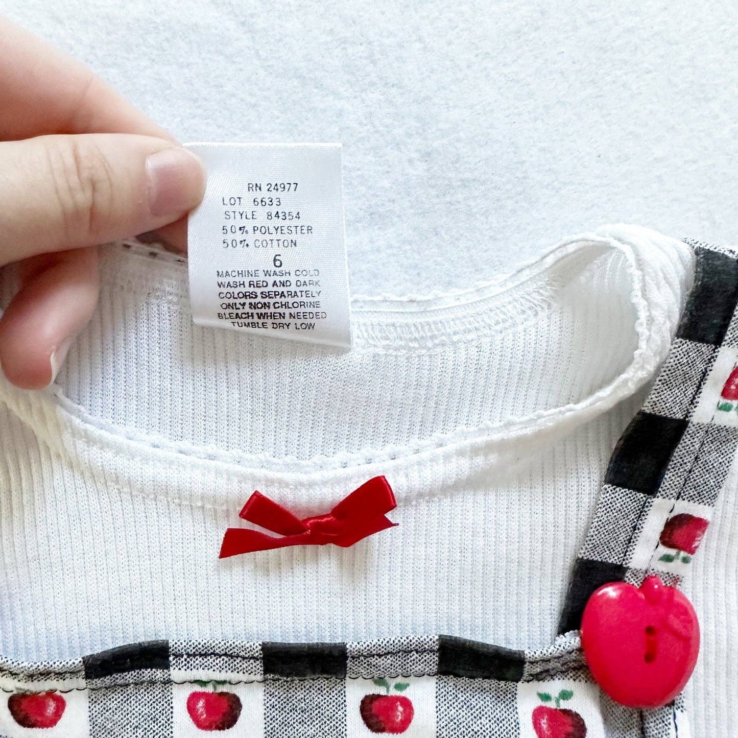 Gingham Apple Top and Leggings Set - Yellow Clover Vintage Kids Clothes