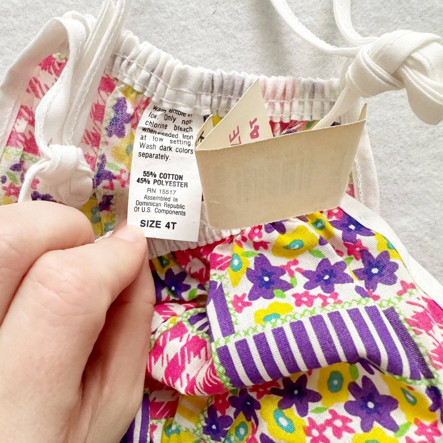 Deadstock Patchwork Print Romper - Yellow Clover Vintage Kids Clothes